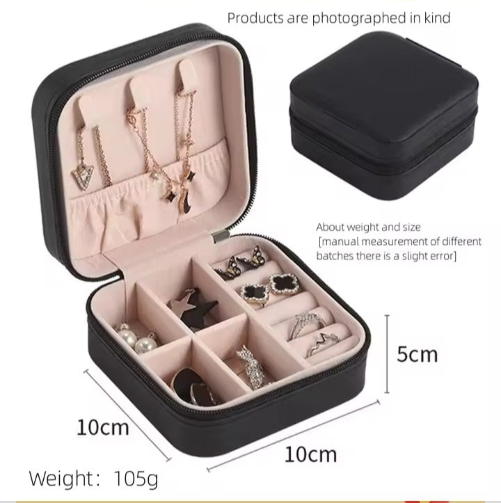 1pcs Single Layer Storage Box Ladies Travel Leather Jewelry Box Classic Black Pure White Fashion Pink Storage Box
