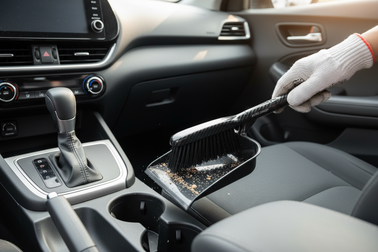 Mini Desktop and Car Broom Set - Small Sweeper with Dust Pan