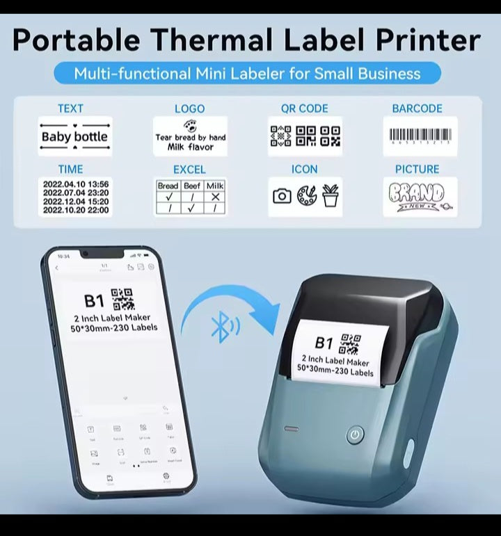 Mini Label Thermal Printer Niimbot B1 Portable Self-Adhesive Printer For Stickers Round Labels Rolls UV Tag Bluetooth Printer