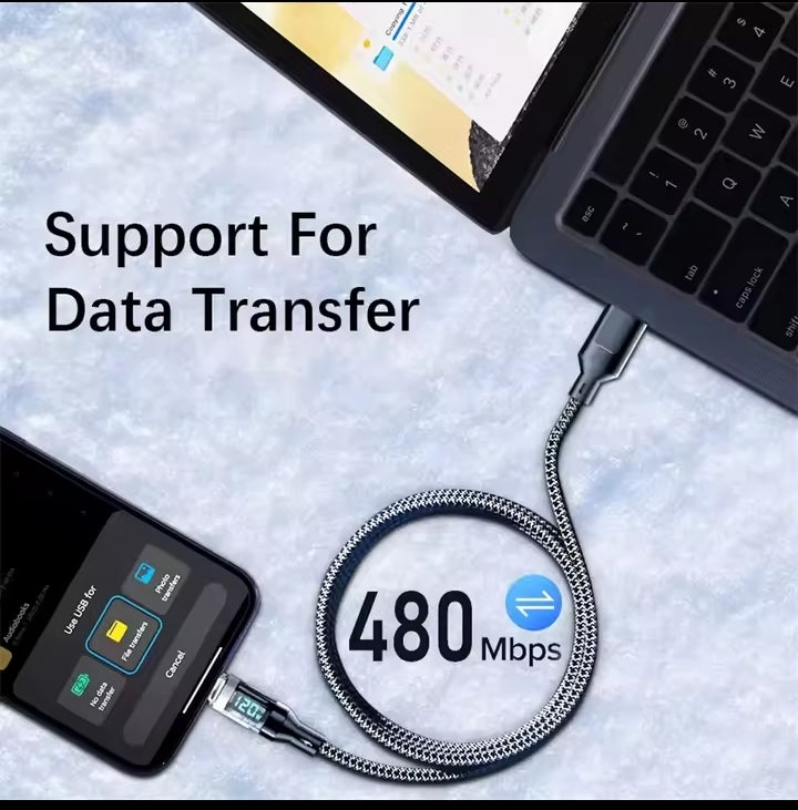 NNBILI 120W Type C to Type C Cable Phone Super Fast Charging Cable With LED Display USB To Type-C Data Cord For huawei oppo vivo