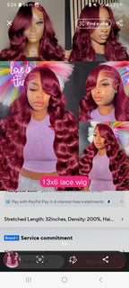 Burgundy Lace Frontal Wig 13x6 Body Wave Lace Front Wig HD Transparent Lace Frontal Wig Human Hair