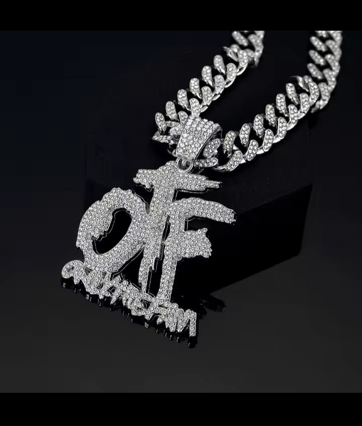 Hip Hop Fashion English Letter OTF Pendant Cuban Chain Necklace,  Suitable For Daily Wear By Men And Women , Rock Party Jewelry
