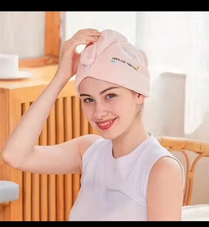 Embroidery Style Hair Drying Cap, Coral Fleece Thickened Hair Towel for Bathroom, Women's Absorbent Quick Drying Shower Cap