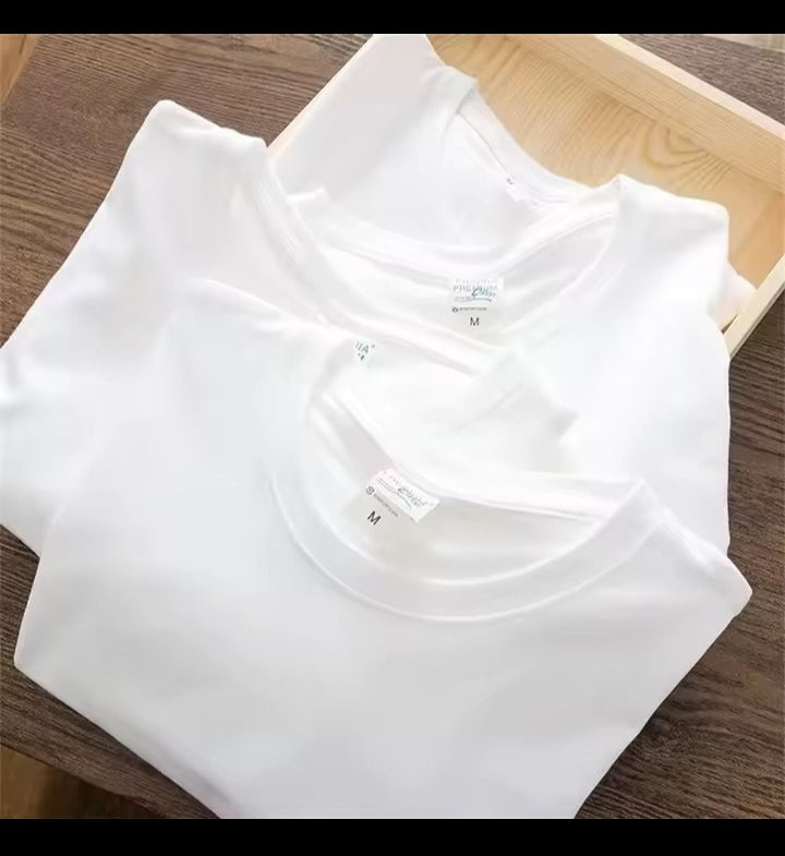 Men T Shirt Summer Cotton Tops Women Solid Color Blank Tshirts O-neck Round Collar Short-Sleeve Couple White Top Tees