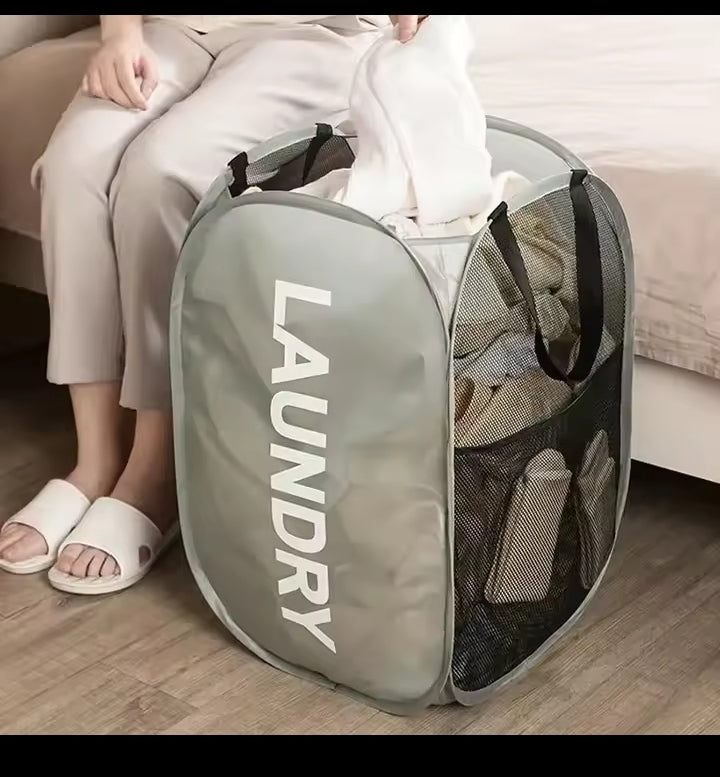 Mesh Pop-up Laundry Basket, Laundry Basket, Foldable Dirty Clothes Storage Basket, Large Capacity Storeage