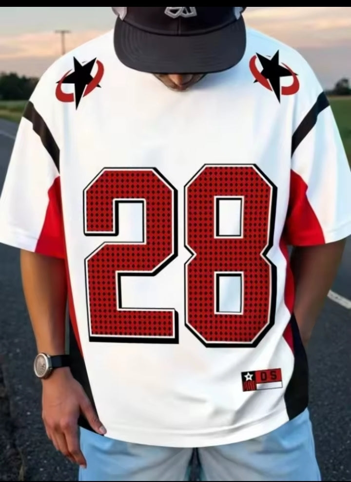 New Summer Men's American Simple Casual Round Neck Breathable T-shirt with Street Digital Printed Pattern