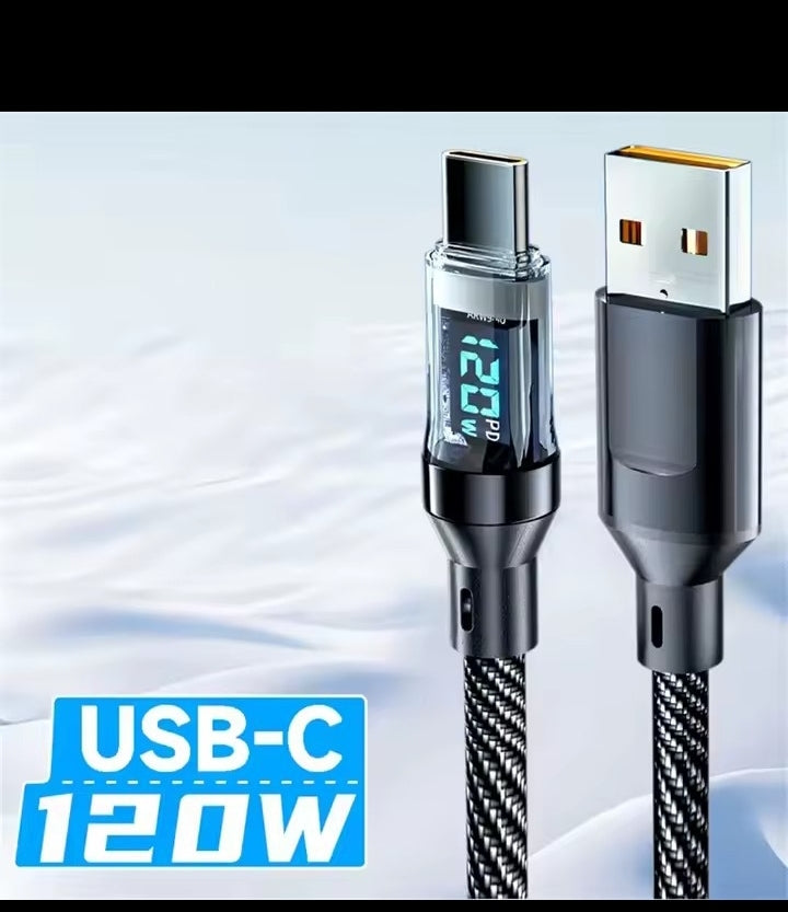 NNBILI 120W Type C to Type C Cable Phone Super Fast Charging Cable With LED Display USB To Type-C Data Cord For huawei oppo vivo