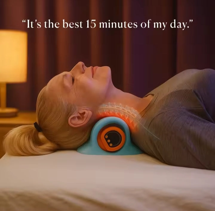 4in1 Cervical Spine Stretch Neck Massager Pillow EMS Relax Heating Shoulder Massage Chiropractic Traction Head Acupoint Pillow