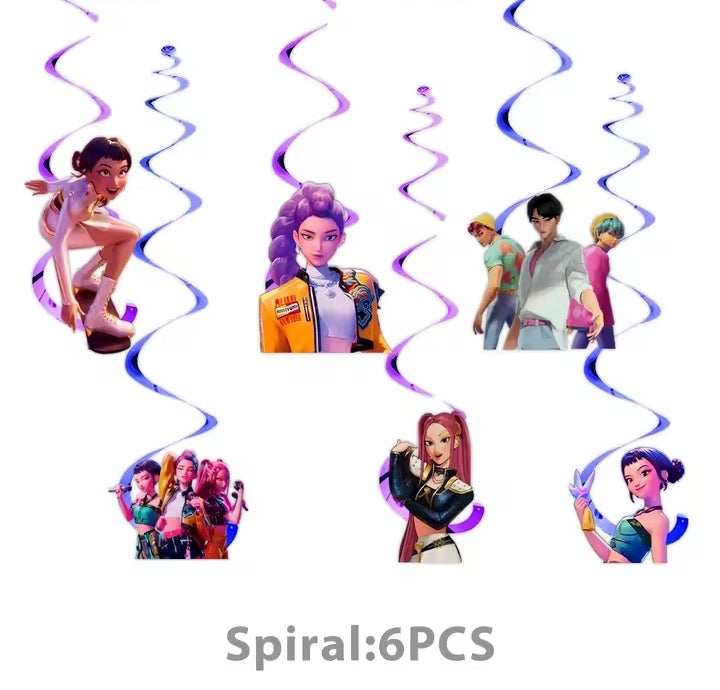 Demon Hunters Birthday Party Decor Tableware Banner Decorations Cake Topper Balloon Girl Kid Korean Kpop Anime Party Supplie Set