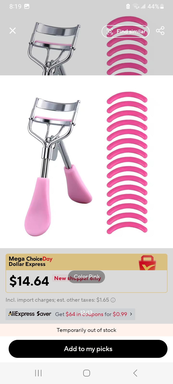 Portable Eyelash Curler with 15 Silicone Pads and Stainless Steel Eyelash Curler, Used for Eyelash Extension and Curling Tools