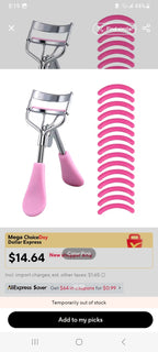 Portable Eyelash Curler with 15 Silicone Pads and Stainless Steel Eyelash Curler, Used for Eyelash Extension and Curling Tools