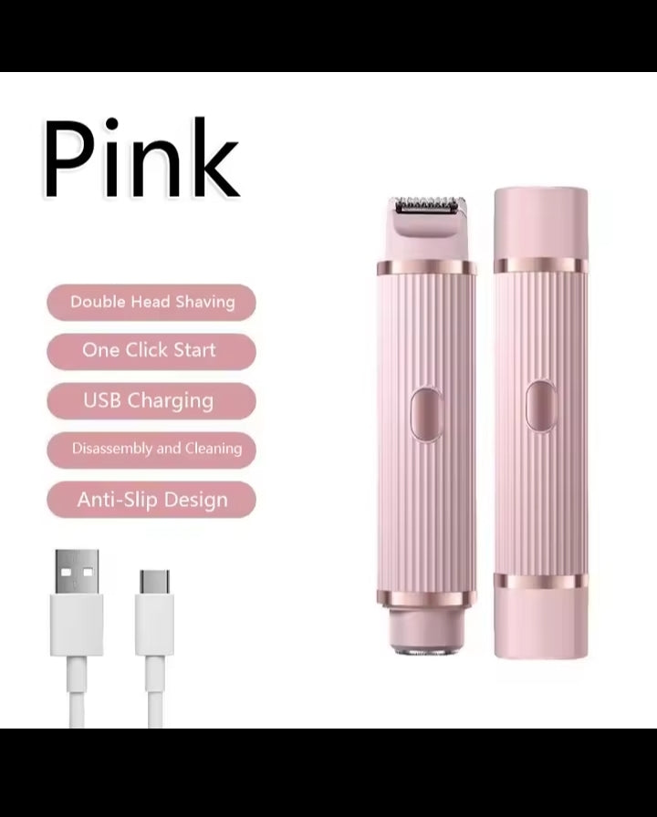 Waterproof 2in1 Electric Shaver for Women Bikini Hair Trimmer Wet Dry Use Dual Head Detachable Cordless Rechargeable