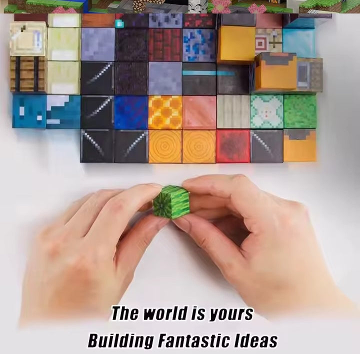 New Magnetic Blocks-Build Mine Magnet World Set for Boys Girls, Sensory Construction Toys for Toddlers Christmas Gifts