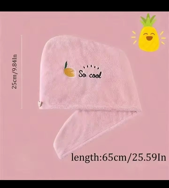 Embroidery Style Hair Drying Cap, Coral Fleece Thickened Hair Towel for Bathroom, Women's Absorbent Quick Drying Shower Cap