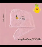 Embroidery Style Hair Drying Cap, Coral Fleece Thickened Hair Towel for Bathroom, Women's Absorbent Quick Drying Shower Cap