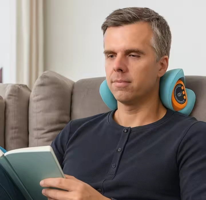 4in1 Cervical Spine Stretch Neck Massager Pillow EMS Relax Heating Shoulder Massage Chiropractic Traction Head Acupoint Pillow