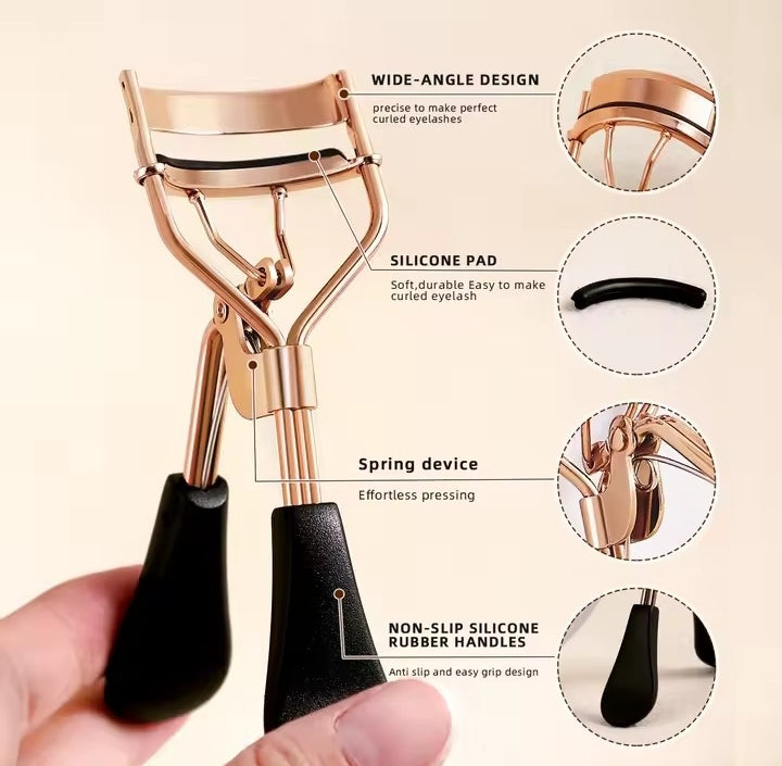 Portable Eyelash Curler with 15 Silicone Pads and Stainless Steel Eyelash Curler, Used for Eyelash Extension and Curling Tools
