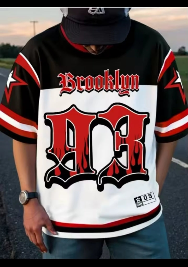 New Summer Men's American Simple Casual Round Neck Breathable T-shirt with Street Digital Printed Pattern