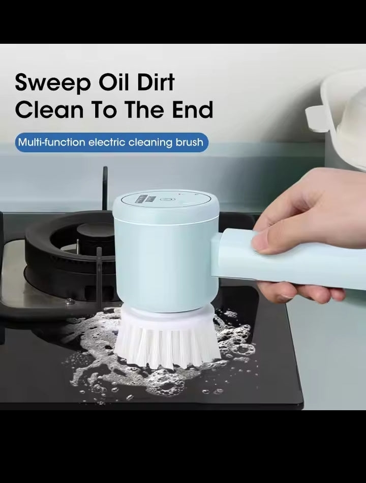 Electric Spin Scrubber, Bathroom Cordless Cleaning Brush Power Scrubber with 5 Replaceable Brush Heads, Electric Cleaning Brush