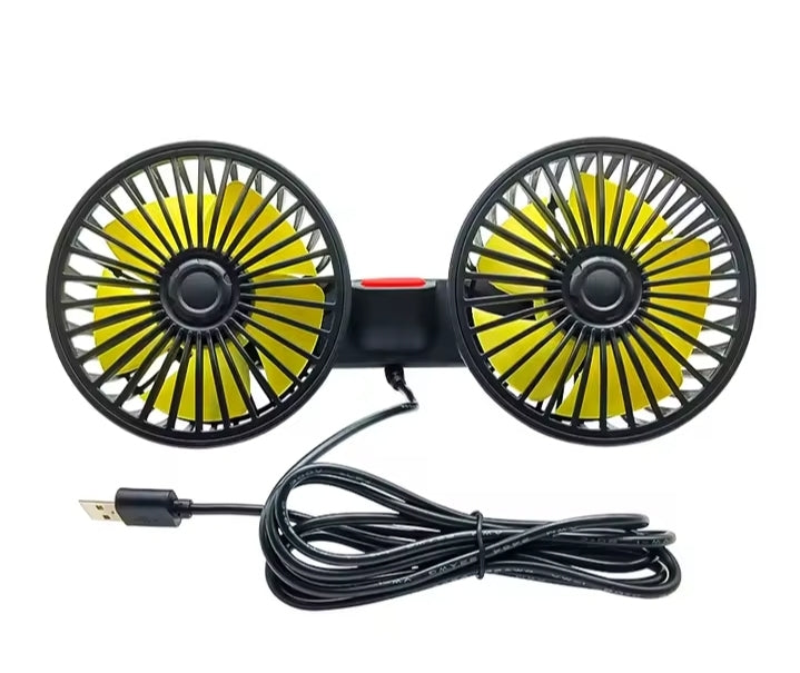 Car Fan 360° 3-speed Car Seat Back Cooling Fan USB Charge Dual Head Fan Adjustable Rotation Neck Cooler for Car Home Accessories
