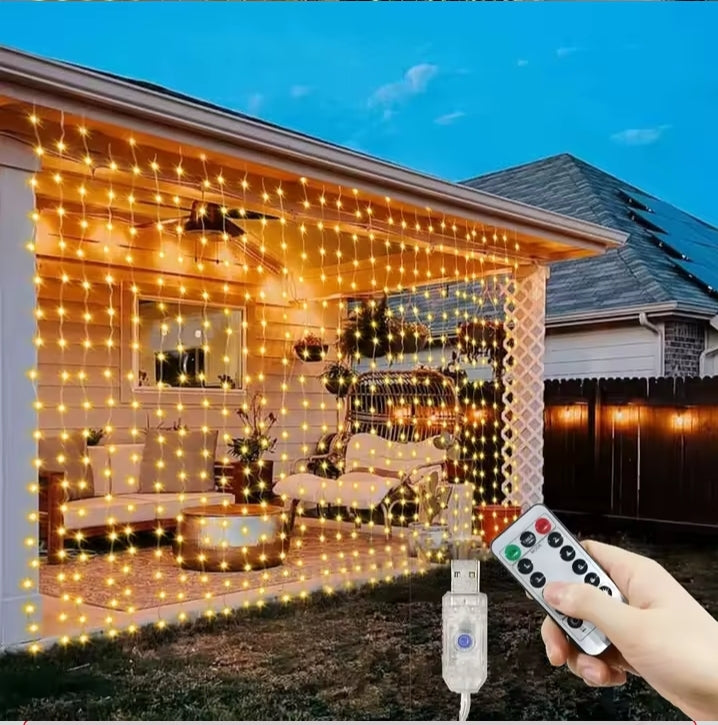 New Year Lamp Bedroom LED 8 Modes USB Remote Control Fairy Lights String for Home Wedding Christmas Decor Garland Curtain Lights