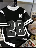 New Summer Men's American Simple Casual Round Neck Breathable T-shirt with Street Digital Printed Pattern