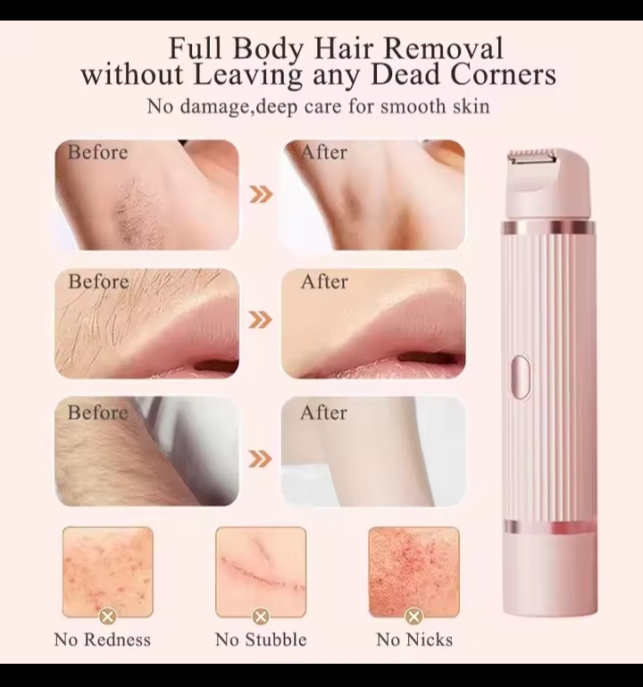 Waterproof 2in1 Electric Shaver for Women Bikini Hair Trimmer Wet Dry Use Dual Head Detachable Cordless Rechargeable