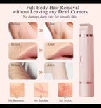 Waterproof 2in1 Electric Shaver for Women Bikini Hair Trimmer Wet Dry Use Dual Head Detachable Cordless Rechargeable