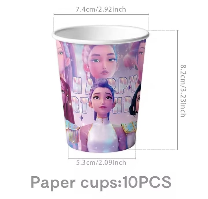 Demon Hunters Birthday Party Decor Tableware Banner Decorations Cake Topper Balloon Girl Kid Korean Kpop Anime Party Supplie Set