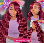 Burgundy Lace Frontal Wig 13x6 Body Wave Lace Front Wig HD Transparent Lace Frontal Wig Human Hair