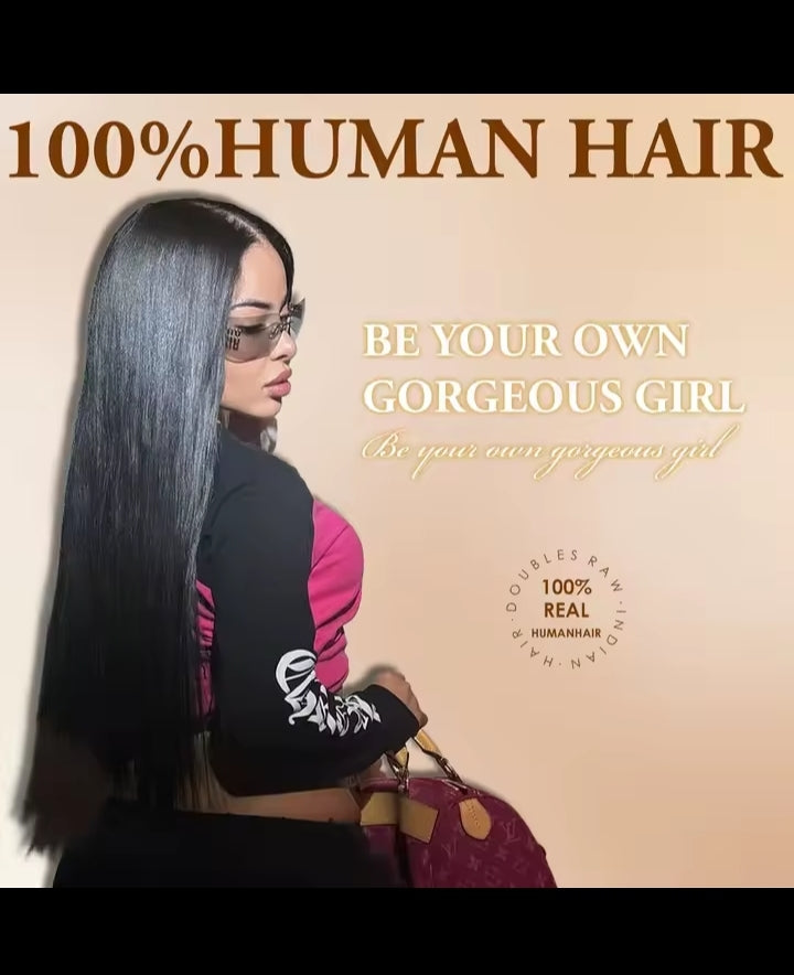 40 50 Inch Straight Human Hair Wig 13x6 HD Lace Frontal 100% Human Hair Wigs 250 Density Remy Pre Plucked Lace Front Closure Wig
