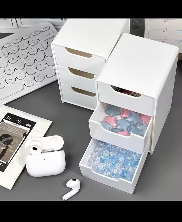 Chic 3-Tier Desk Organizer with Drawers - Ideal for Office Supplies, Jewelry & Cosmetics Storage - Portable Divider Box