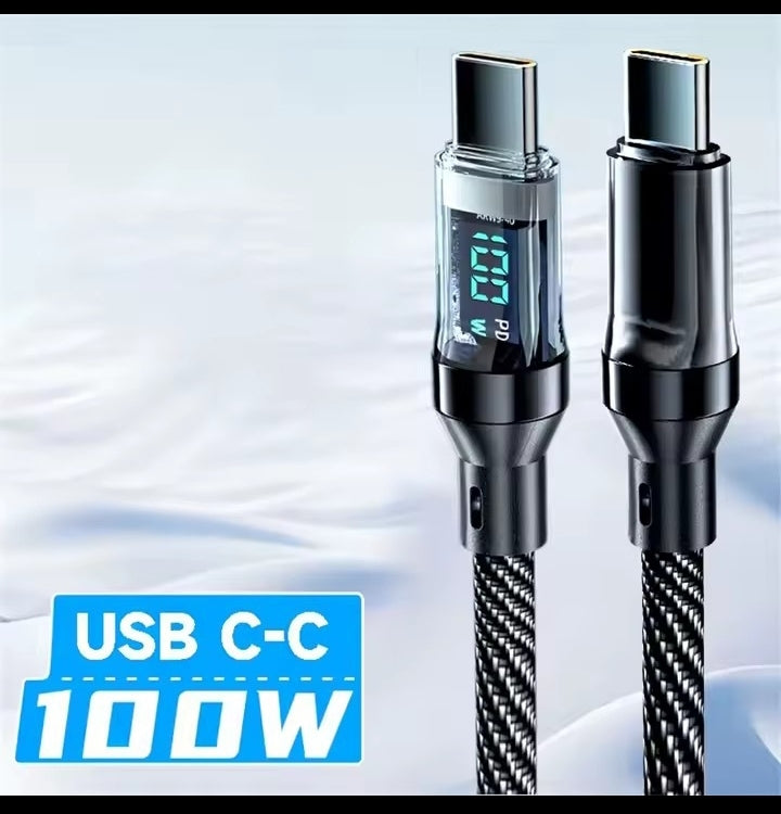 NNBILI 120W Type C to Type C Cable Phone Super Fast Charging Cable With LED Display USB To Type-C Data Cord For huawei oppo vivo