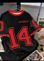 New Summer Men's American Simple Casual Round Neck Breathable T-shirt with Street Digital Printed Pattern