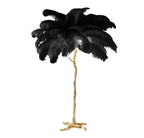 Modern Ostrich Feather Led Floor Lamp Copper Resin Living Room Home Decor Indoor Lighting Bedroom Bedside Standing Table Light