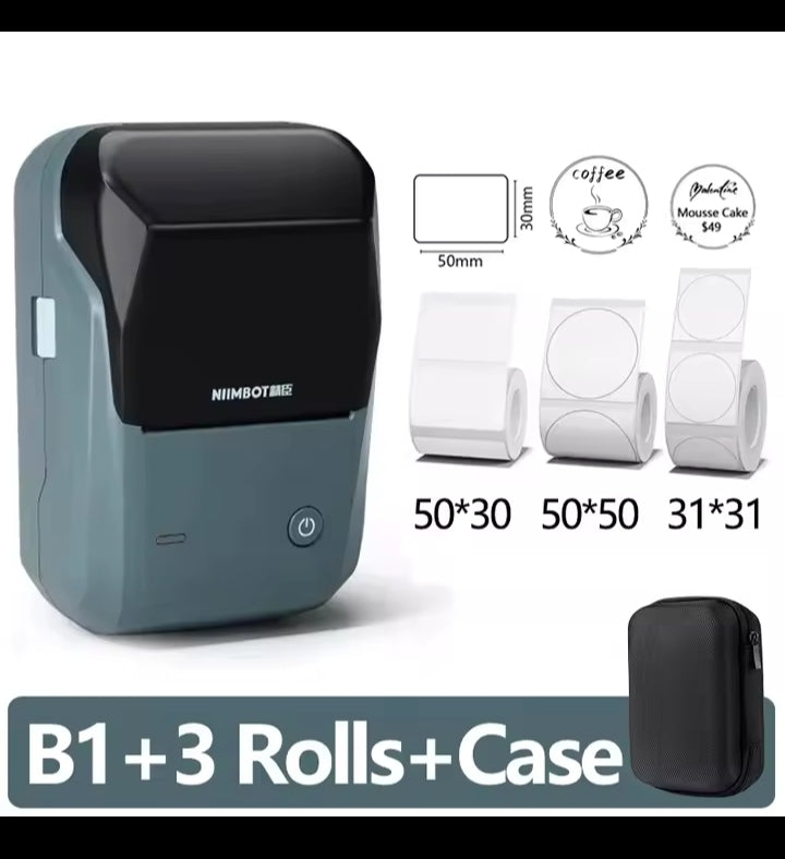 Mini Label Thermal Printer Niimbot B1 Portable Self-Adhesive Printer For Stickers Round Labels Rolls UV Tag Bluetooth Printer
