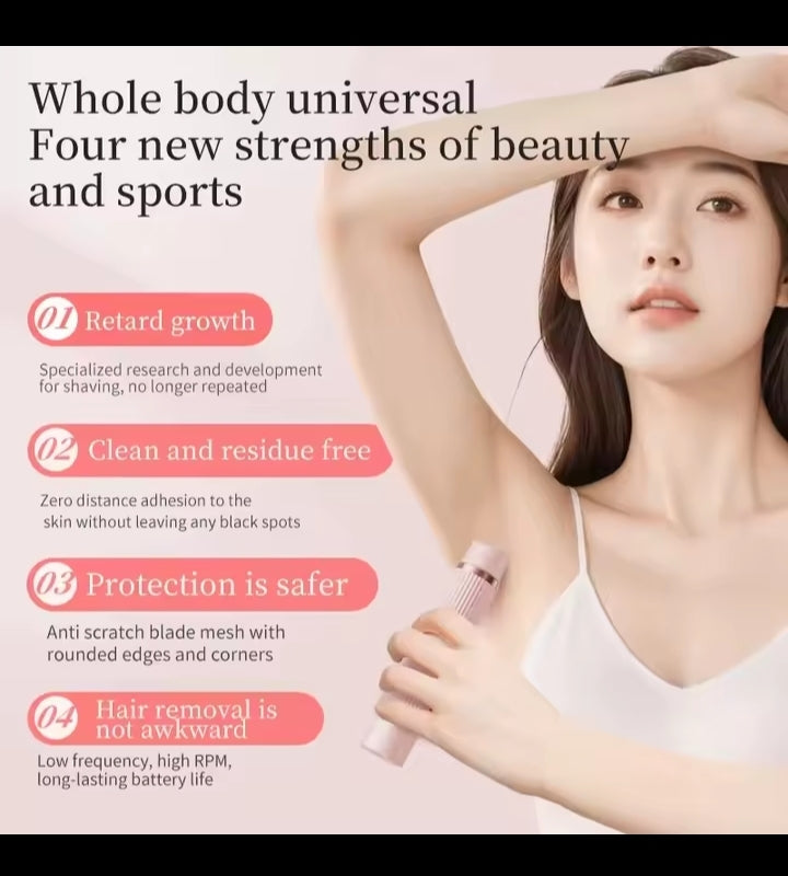 Waterproof 2in1 Electric Shaver for Women Bikini Hair Trimmer Wet Dry Use Dual Head Detachable Cordless Rechargeable