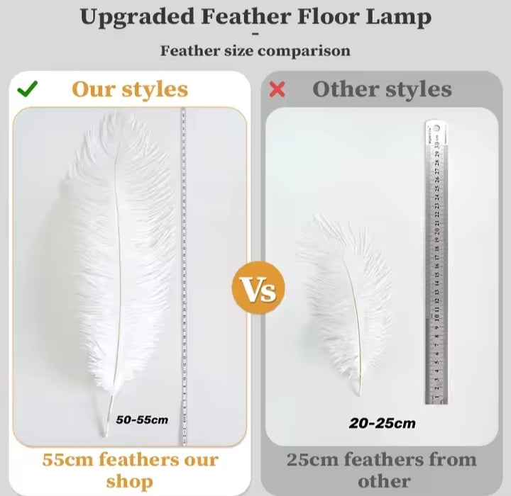 Nordic Floor Lamp With Feather Ostrich White Feathers Standing Lamps For Living Room Bedroom Modern Bedside Feather Floor Lights