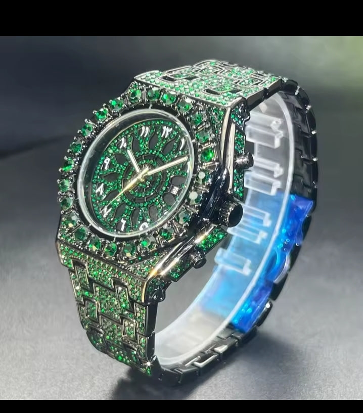 2025 New Diamond Hip Hop Watch For Men Fashion Ice Out Party Jewelry Wristwatch Luxury Shiny Gem Accessories Watches Trendy Gift