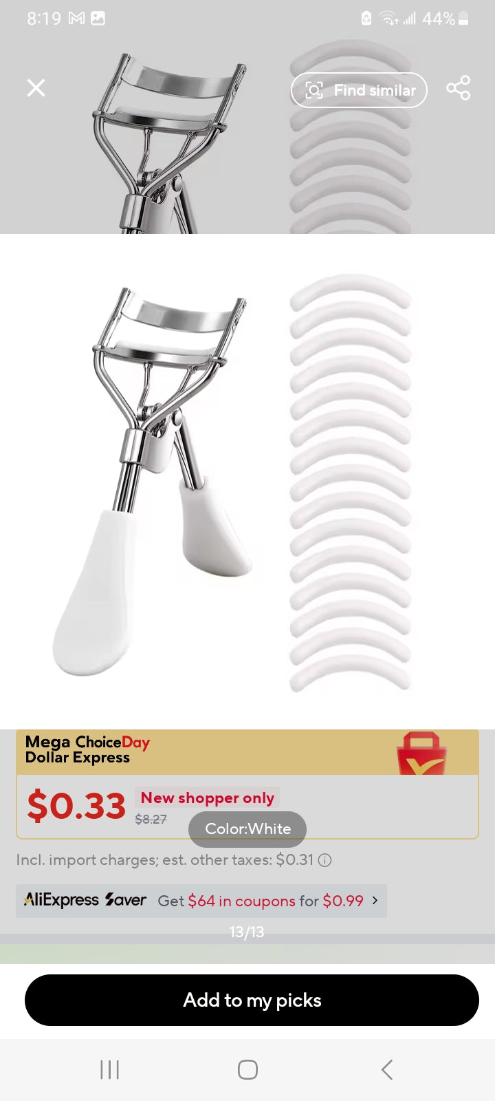 Portable Eyelash Curler with 15 Silicone Pads and Stainless Steel Eyelash Curler, Used for Eyelash Extension and Curling Tools