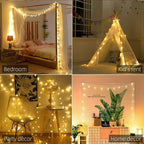 Christmas String Lights LED Acrylic Clear Star Snowflake Xmas Tree Long Lamp Strings Light Hanging Ornaments Home Party Decor