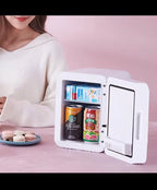 4L Mini Makeup Fridge WIth LED Light Mirror Portable Cosmetic Storage Refrigerator