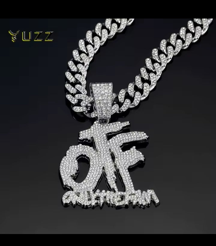 Hip Hop Fashion English Letter OTF Pendant Cuban Chain Necklace,  Suitable For Daily Wear By Men And Women , Rock Party Jewelry