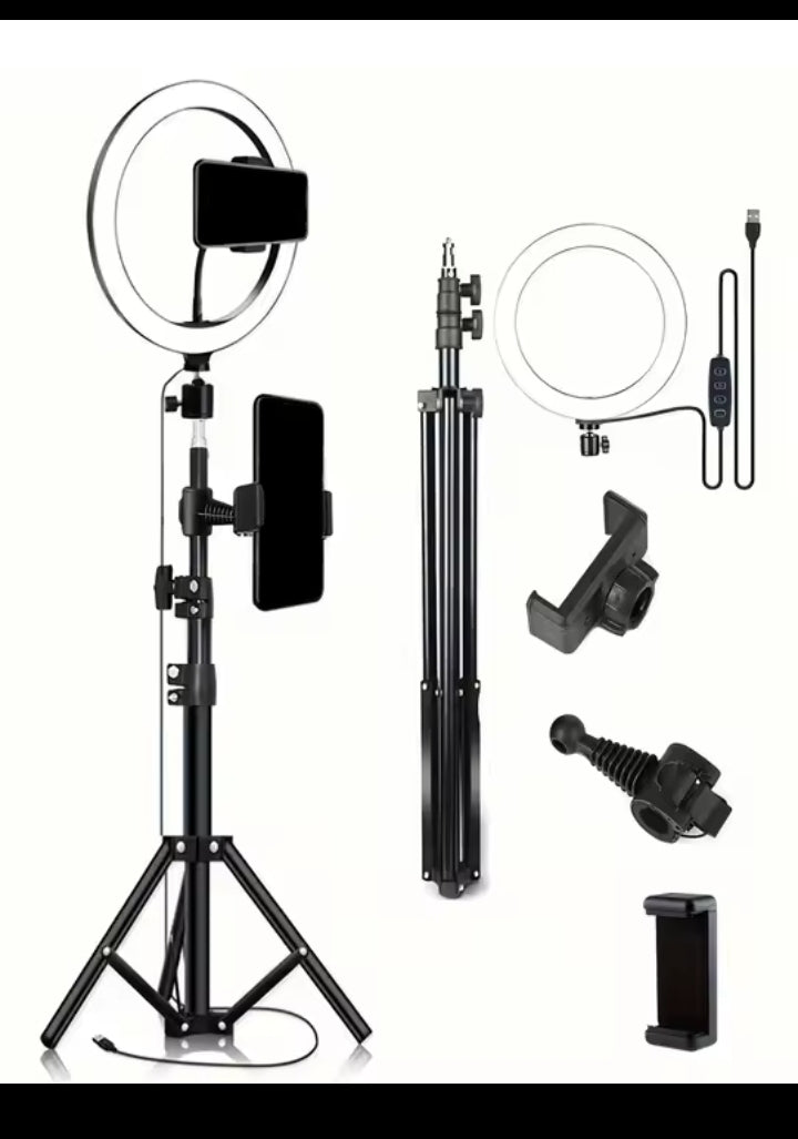 110cm Tripod Stand +O-Clamp With 10-Inch Live Stream Ring Light, Selfie Remote