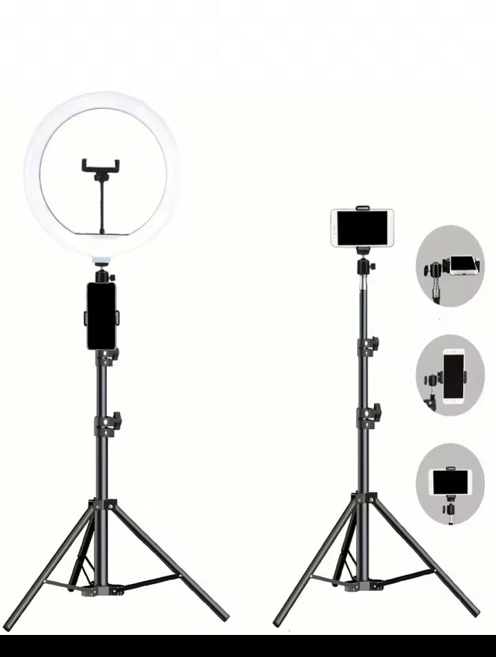 110cm Tripod Stand +O-Clamp With 10-Inch Live Stream Ring Light, Selfie Remote