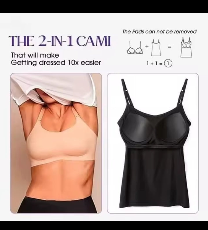 Cami Bra – Women's Camisole With Built In Padded Bra Vest Dropshipping As Seen on Tiktok Pink Top For Women Pajamas Home Wear
