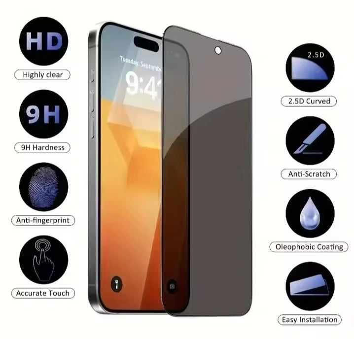 Full Cover Privacy Screen Protector For iPhone 16 11 12 13 14 Pro Max  Anti-spy Glass For iPhone 15 17 PRO
