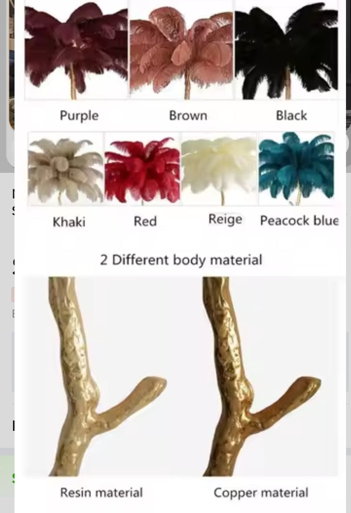 Nordic Floor Lamp With Feather Ostrich White Feathers Standing Lamps For Living Room Bedroom Modern Bedside Feather Floor Lights