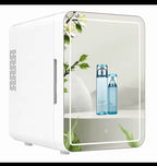 4L Mini Makeup Fridge WIth LED Light Mirror Portable Cosmetic Storage Refrigerator