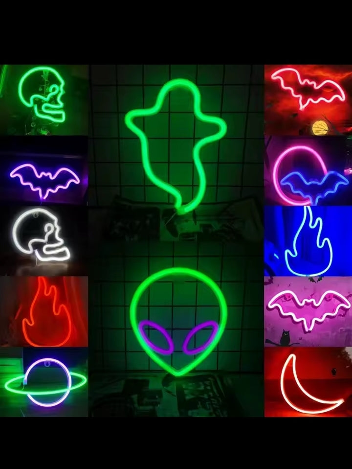 Halloween Bat Spirit LED Neon Wall Decor for Party Gift - Terrifying Atmosphere - USB or Battery Powered